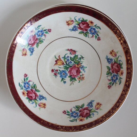 [SWINNERTONS] 3-Piece 22k Gold Tudor Rose Bowls/Saucers (Staffordshire, England) - Picture 2 of 14